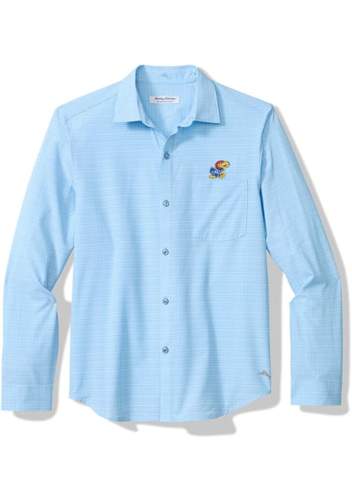 Kansas Jayhawks Mens Tommy Bahama LIGHT BLUE Bahama Coast Tidal Check Long  Sleeve Dress Shirt - 16572831