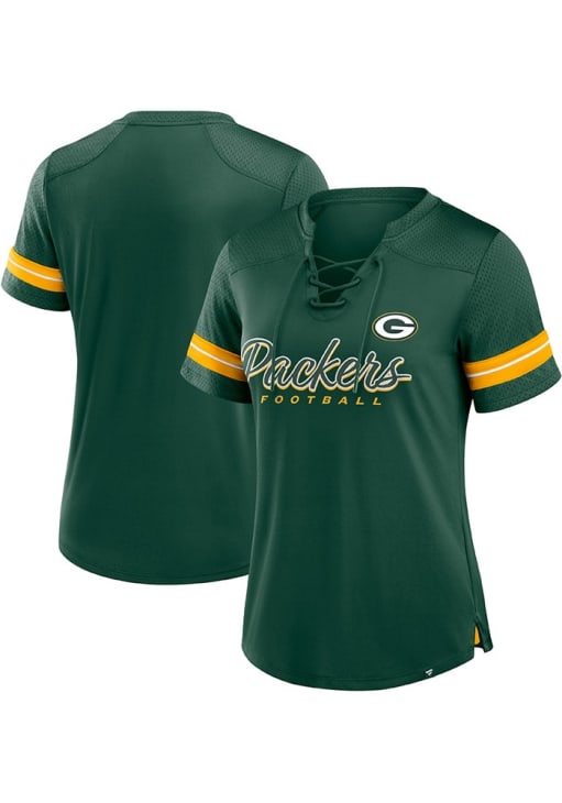 Green Bay Packers Womens GREEN Play Script Fashion Football Jersey