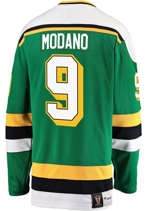 Mike Modano Minnesota North Stars Mens GREEN Vintage Hockey Jersey