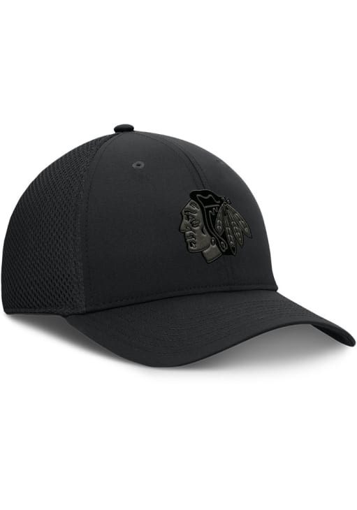 Chicago Blackhawks Mens BLACK Tonal Structured Stretch Spacer Mesh