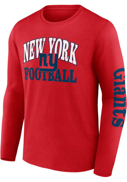 New York Giants Vintage Cotton Red Long Sleeve T Shirt - 172807211