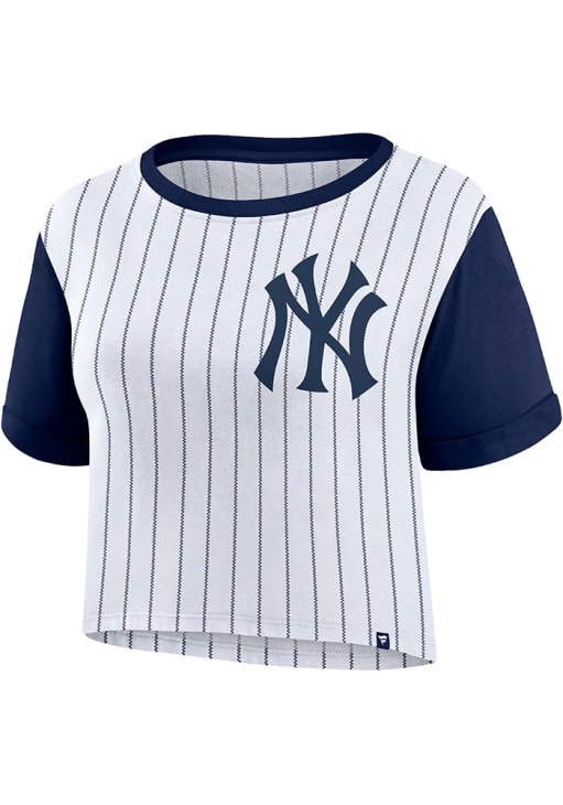 New York Yankees Womens White Pinstripe T-Shirt - 172808549