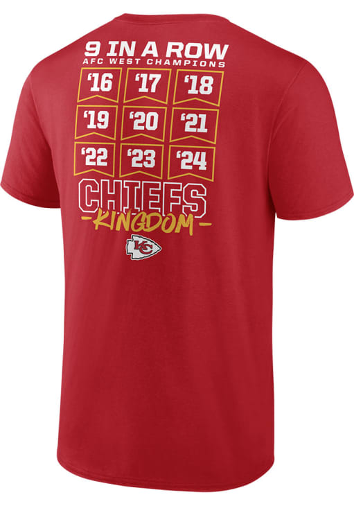 Kansas City Chiefs Red 2024 Division Champs Short Sleeve T Shirt