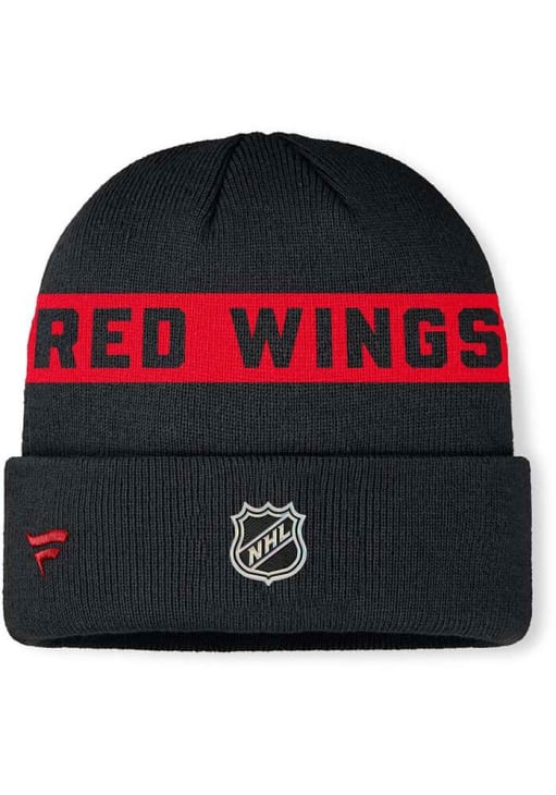 Detroit Red Wings BLACK Hats 2025 Authentic Pro Rink 12 Cuffed