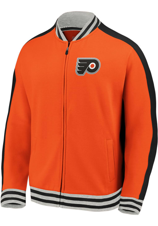 Philadelphia Flyers Mens ORANGE Vintage Varsity Track Jacket