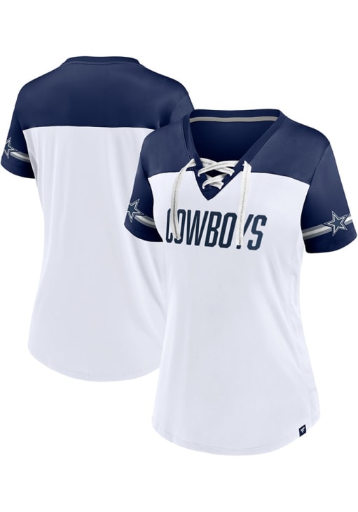 Dallas Cowboys Womens WHITE Dueling Fashion Football Jersey - 17286422