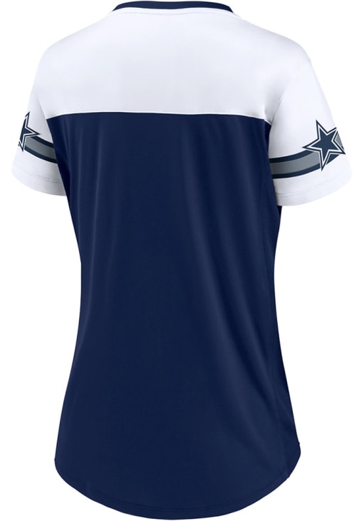 Women's Fanatics Branded Navy/White Dallas Cowboys Blitz & Glam Lace-Up V-Neck Jersey T-Shirt Women's Fanatics Branded Navy/White Dallas Cowboys Blitz & Glam Lace-Up V-Neck Jersey T-Shirt