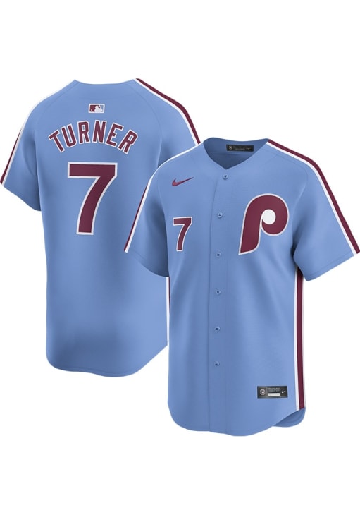 Nike Phillies ユニフォーム　XL Trea Turner Philadelphia Phillies Mens LIGHT BLUE Alt 2024 Limited