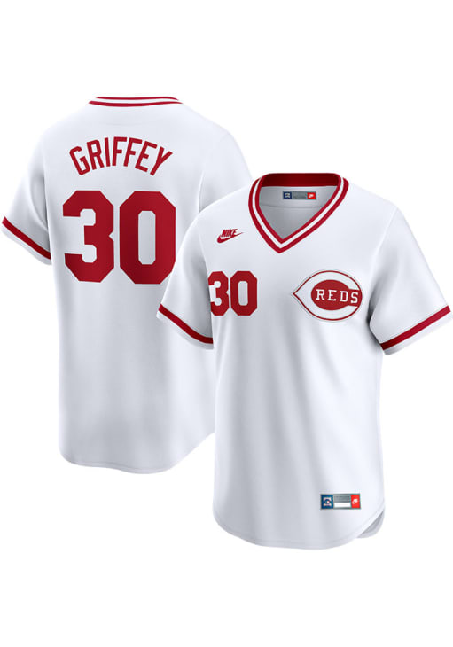 Cincinnati Reds Ken Griffey Jr. Nike WHITE Throwback Cooperstown