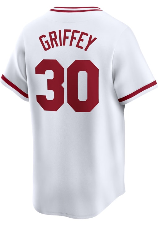 Cincinnati Reds Ken Griffey Jr. Nike WHITE Throwback Cooperstown