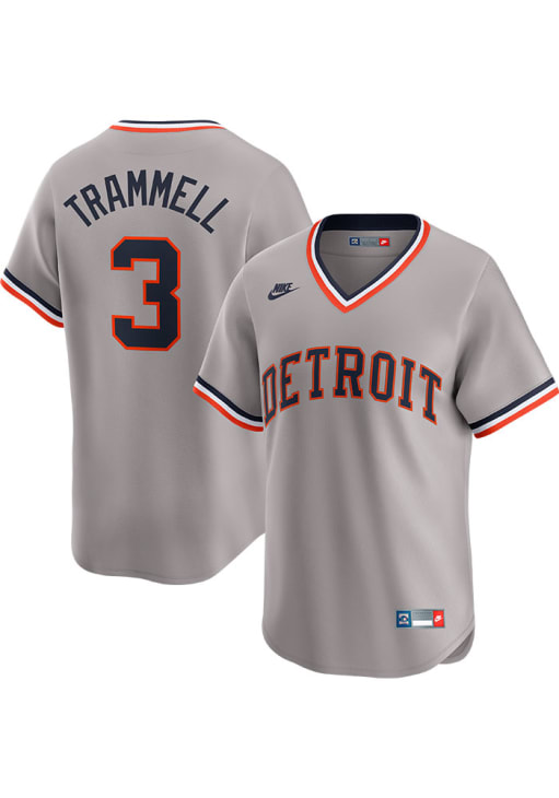 Detroit Tigers Alan Trammell Nike GREY Throwback Cooperstown