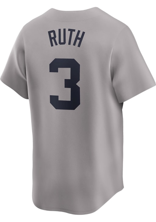 New York Yankees Babe Ruth Nike GREY Throwback Cooperstown Jersey