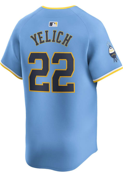 Christian Yelich Milwaukee Brewers Mens LIGHT BLUE City Connect