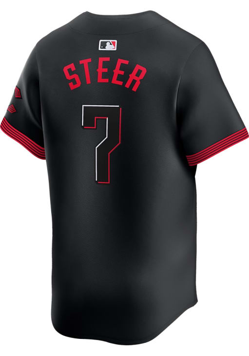 Spencer Steer Cincinnati Reds Mens BLACK City Connect 2024 Limited