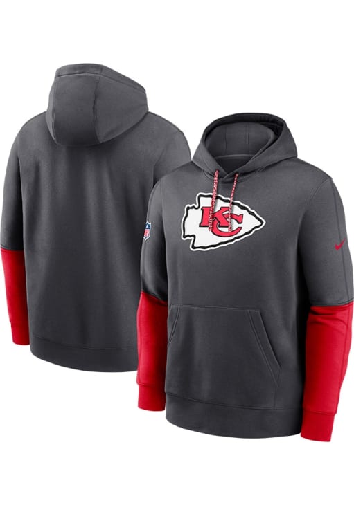 Nike Kansas City Chiefs Mens CHARCOAL Sideline Club Hoodie - 173204486