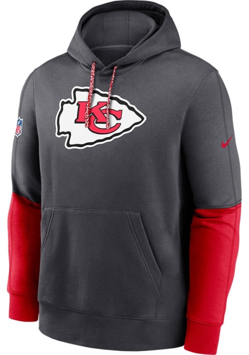 Nike Kansas City Chiefs Mens CHARCOAL Sideline Club Hoodie - 173204486