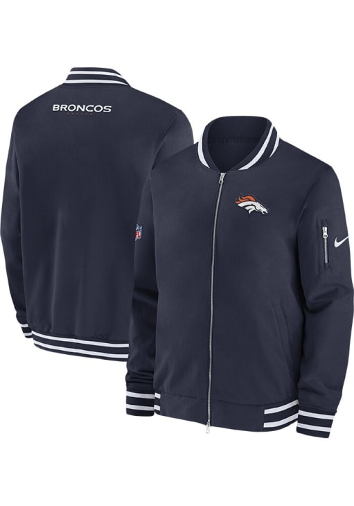 Nike Denver Broncos ウォームアップジャケット Nike Denver Broncos Mens NAVY Sideline Bomber Medium Weight Jacket