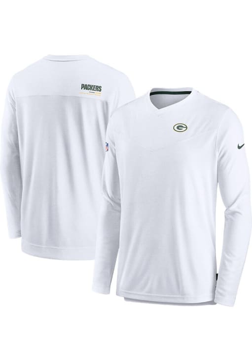 Nike Green Bay Packers WHITE UV Coach Long Sleeve T-Shirt - 173205560