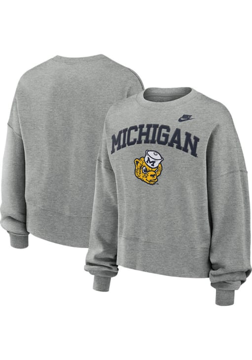 Michigan Wolverines Nike Crew Sweatshirt Womens GREY Essential