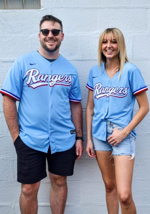 Texas Rangers Mens Nike Replica Alternate Jersey - Light Blue