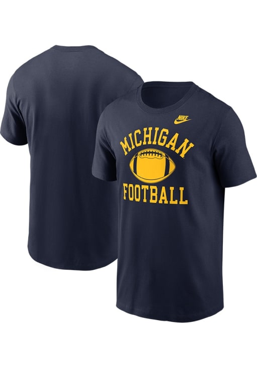 Nike BLUE Michigan Wolverines Football Logo Short Sleeve T Shirt