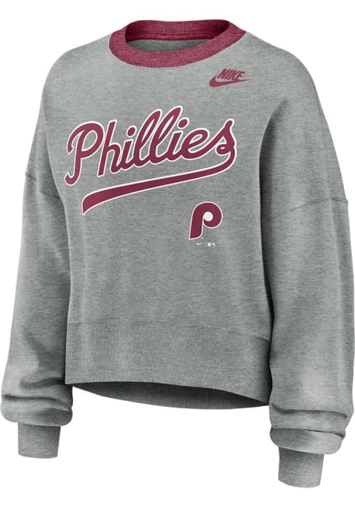 Philadelphia Phillies Nike Crew Sweatshirt Womens GREY Cooperstown