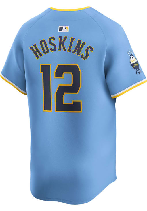 Rhys Hoskins Milwaukee Brewers Mens LIGHT BLUE City Connect 2024