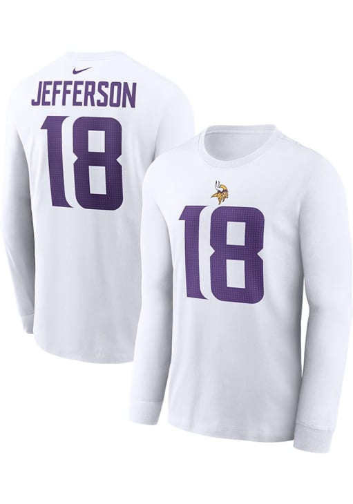 Justin Jefferson Minnesota Vikings White TC Long Sleeve Player T