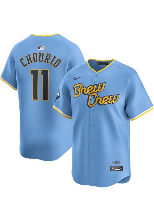 Jackson Chourio Milwaukee Brewers Mens LIGHT BLUE City Connect