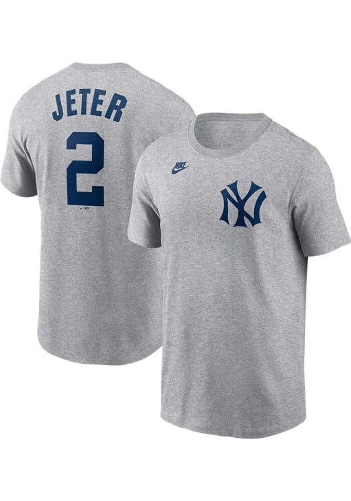 Derek Jeter New York Yankees GREY Road Short Sleeve Player T Shirt