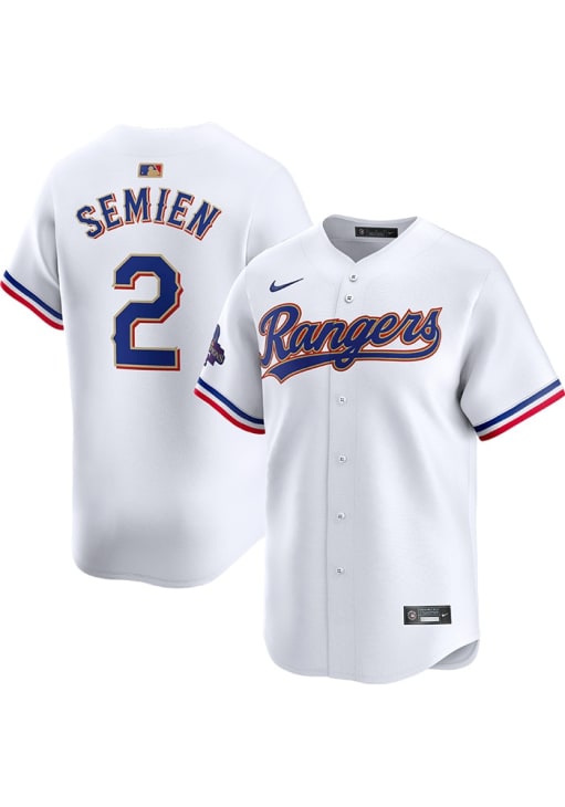 Marcus Semien Texas Rangers Mens WHITE 2023 World Series Gold