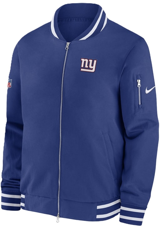 Nike New York Giants Mens BLUE Coach Bomber Medium Weight Jacket