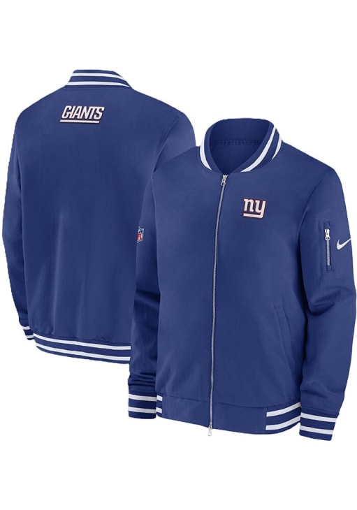 Nike New York Giants Mens BLUE Coach Bomber Medium Weight Jacket