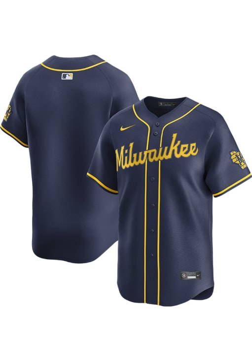 Nike Milwaukee Brewers Mens NAVY Alt Limited Baseball Jersey