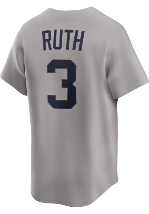 New York Yankees Babe Ruth Nike GREY Throwback Cooperstown Jersey