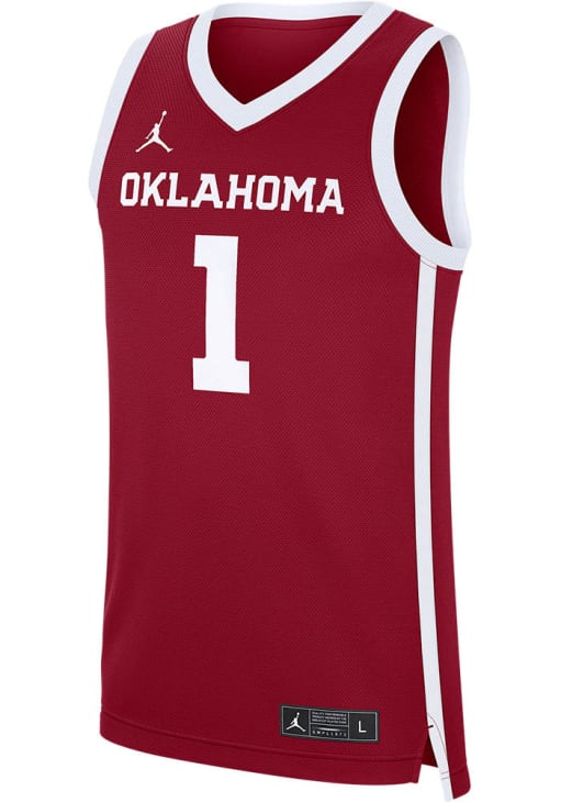 Nike Oklahoma Sooners CRIMSON Jordan #1 Replica Road Jersey