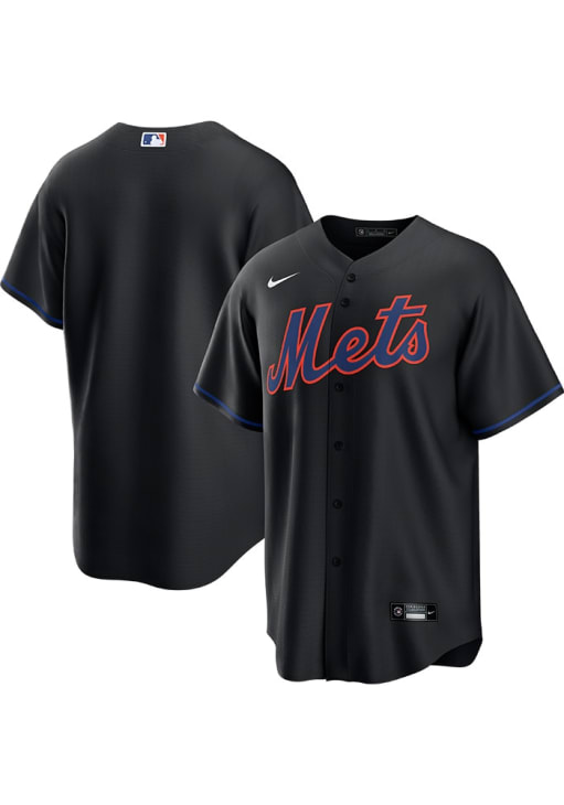 New York Mets Mens Nike Replica BLACK Blank Alt Jersey - 173213803