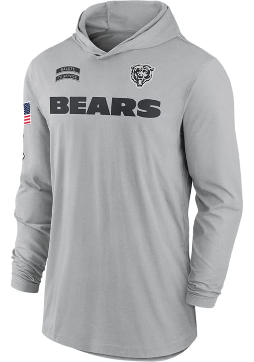 Nike Chicago Bears Mens GREY Salute to Service Lightweight Hoodie