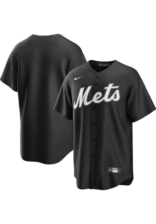 New York Mets Mens Nike Replica BLACK Blank Fashion Jersey - 173214753