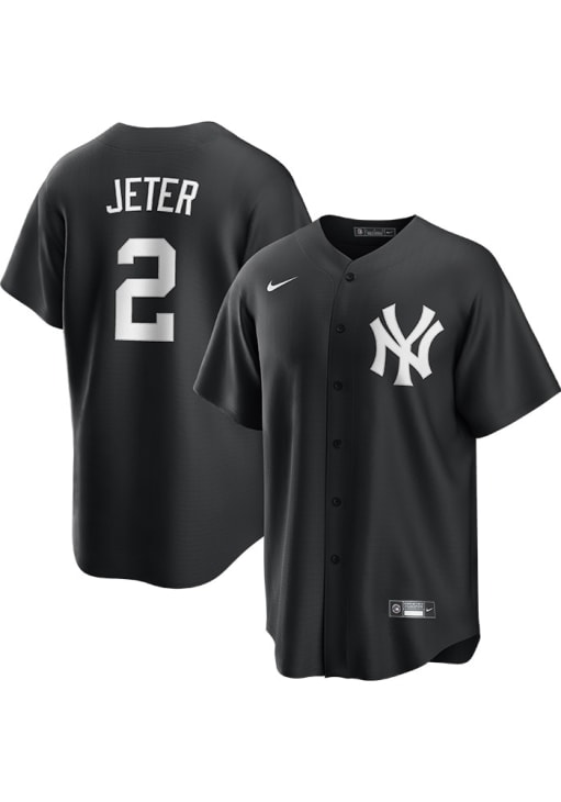 Derek Jeter New York Yankees Mens Replica BLACK Fashion Jersey