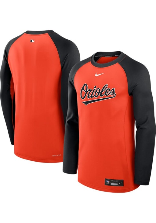 Nike Baltimore Orioles Mens Long Sleeve ORANGE AC Game Time