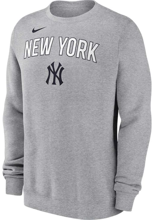 Nike New York Yankees Mens GREY Fleece Crew Sweatshirt - 173215454