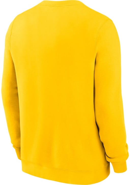 Nike Michigan Wolverines Mens Yellow Jordan Primary Logo Long Sleeve Crew Sweatshirt