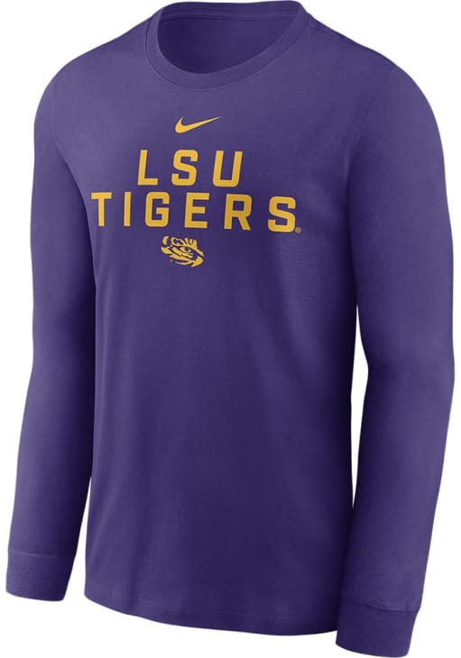 Nike LSU Tigers Sideline Team Issue Long Sleeve T Shirt PURPLE