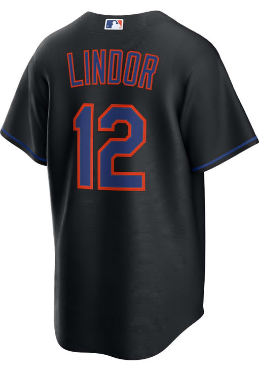 Francisco Lindor New York Mets Mens Replica BLACK Alternate Jersey