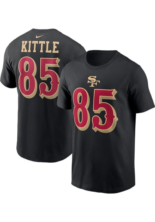 【美品】NFL サンフランシスコ49ers Kittle シャツ Mサイズ George Kittle San Francisco 49ers BLACK Name Number Short Sleeve