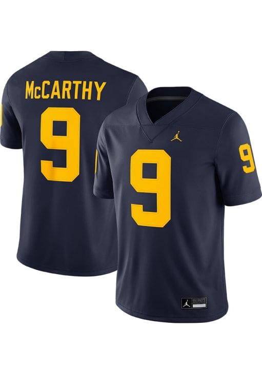 JJ McCarthy Mens BLUE Michigan Wolverines Football Game Football