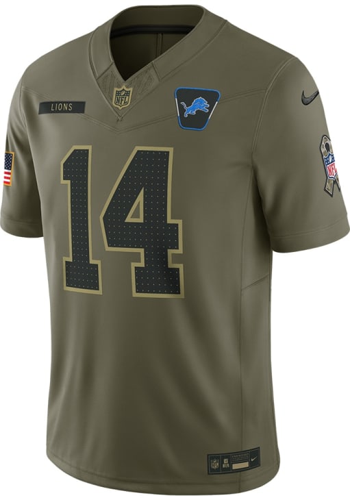【US限定】ALL STAR ELITE スタジャン アストロワールド ブラウン Amon-Ra St. Brown Detroit Lions Mens OLIVE Salute to Service