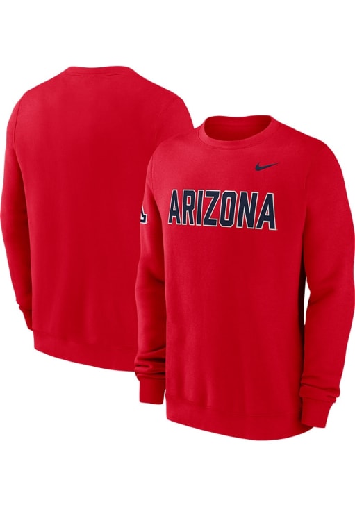 Nike Arizona Wildcats Mens Red Club Fleece Crew Sweatshirt - 173220672