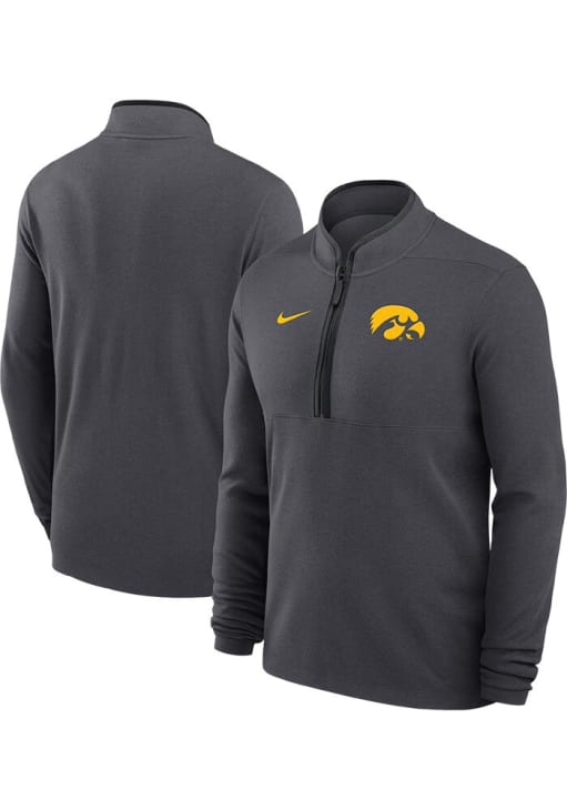 Nike Mens CHARCOAL Iowa Hawkeyes Victory Long Sleeve Qtr Zip
